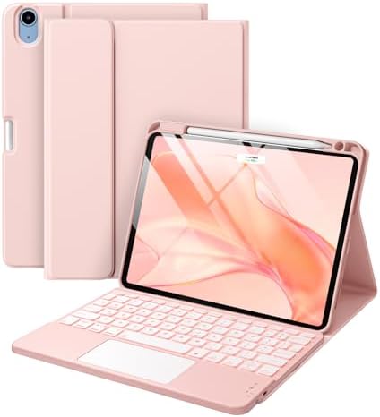 Harvopu Compatible with iPad Air 11 Inch & Air 5th/ Air 4th Generation Case with Keyboard   Multi Touch Trackpad  7 Color Backlit  Detachable Folio Cover for Air 11 inch M3/M2  2025/2024   Black