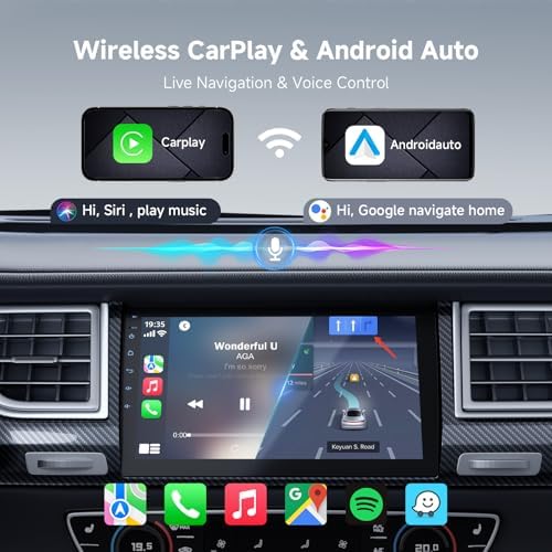 Haudio - Estéreo de coche Android de 9 pulgadas con doble DIN (RAM4GB+ROM64GB) para Apple Carplay y Android Auto, radio de coche con cámara trasera, pantalla táctil HD, soporte para asistente de voz