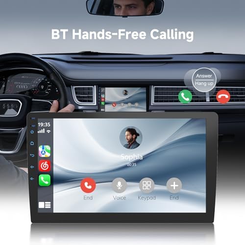 Haudio - Estéreo de coche Android de 9 pulgadas con doble DIN (RAM4GB+ROM64GB) para Apple Carplay y Android Auto, radio de coche con cámara trasera, pantalla táctil HD, soporte para asistente de voz