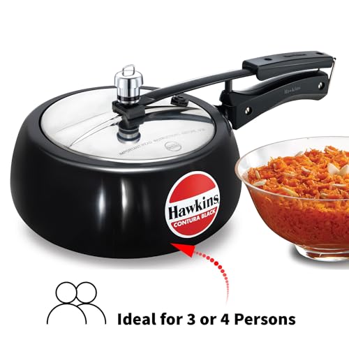 Hawkins 3 5 Litre Contura Black Pressure Cooker  Hard Anodised Inner Lid Cooker  Handi Cooker  Black  CB35 