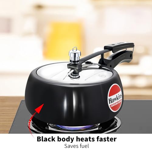 Hawkins 3 5 Litre Contura Black Pressure Cooker  Hard Anodised Inner Lid Cooker  Handi Cooker  Black  CB35 