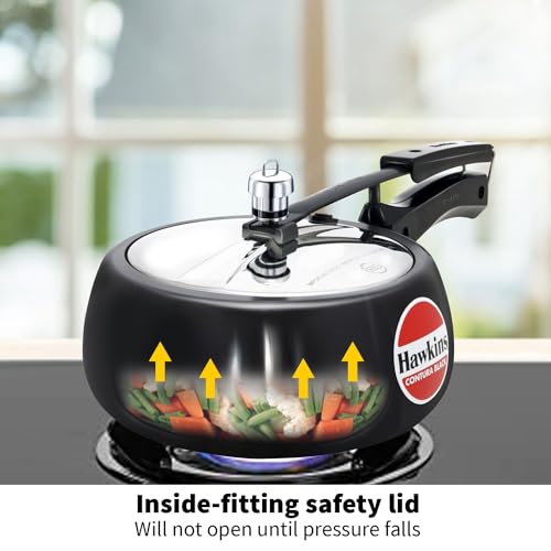Hawkins 3 5 Litre Contura Black Pressure Cooker  Hard Anodised Inner Lid Cooker  Handi Cooker  Black  CB35 