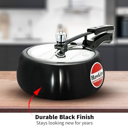Hawkins 3 5 Litre Contura Black Pressure Cooker  Hard Anodised Inner Lid Cooker  Handi Cooker  Black  CB35 