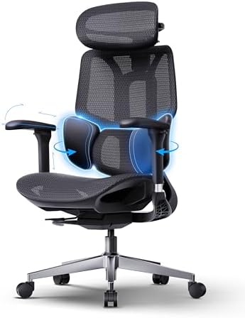 Hbada E3 Air 2026 Ergonomic Office Chair  3 Zone Lumbar Support  Comfy Home Office Chair with Auto Recline  4D Headrest & Armrests  140  Tilt for Work & Relax  Black