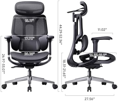 Hbada E3 Air 2026 Ergonomic Office Chair  3 Zone Lumbar Support  Comfy Home Office Chair with Auto Recline  4D Headrest & Armrests  140  Tilt for Work & Relax  Black