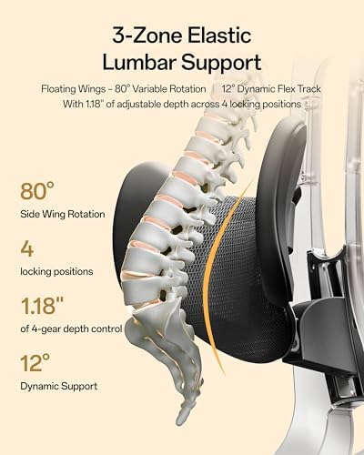Hbada E3 Air 2026 Ergonomic Office Chair  3 Zone Lumbar Support  Comfy Home Office Chair with Auto Recline  4D Headrest & Armrests  140  Tilt for Work & Relax  Black