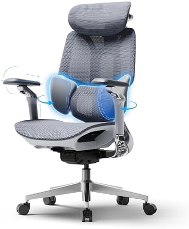 Hbada E3 Air 2026 Ergonomic Office Chair  3 Zone Lumbar Support  Comfy Home Office Chair with Auto Recline  4D Headrest & Armrests  140  Tilt for Work & Relax  Black