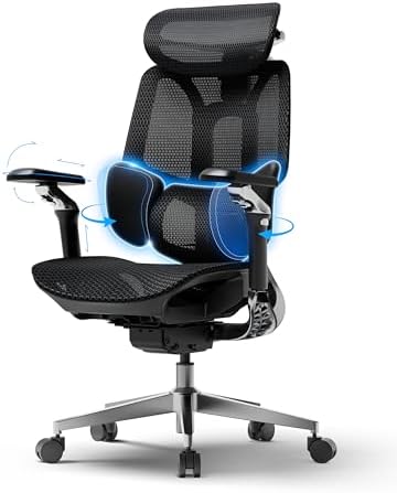 Hbada E3 Air 2026 Ergonomic Office Chair  3 Zone Lumbar Support  Comfy Home Office Chair with Auto Recline  4D Headrest & Armrests  140  Tilt for Work & Relax  Black