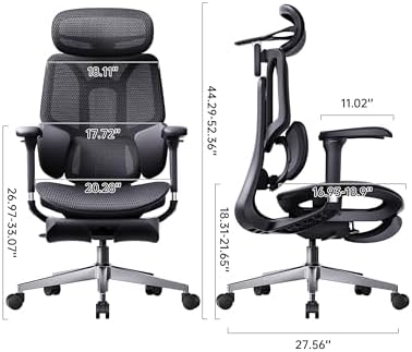 Hbada E3 Air 2026 Ergonomic Office Chair  3 Zone Lumbar Support  Comfy Home Office Chair with Auto Recline  4D Headrest & Armrests  140  Tilt for Work & Relax with Footrest  Black with Footrest