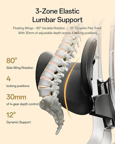 Hbada E3 Air 2026 Ergonomic Office Chair  3 Zone Lumbar Support  Comfy Home Office Chair with Auto Recline  4D Headrest & Armrests  140  Tilt for Work & Relax with Footrest  Black with Footrest