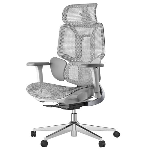 Hbada E3 Air Ergonomic Office Chair  Big and Tall Office Chair   with 3 Zone Dynamic Lumbar Support  3D Adjustable Headrest  3D Adjustable Armrests  Swivel  Grey No Footrest