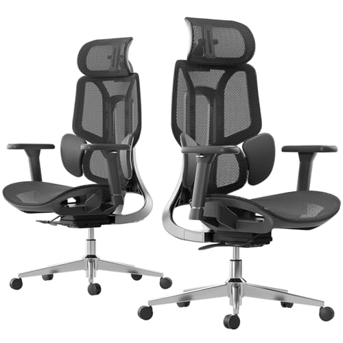 Hbada E3 Air - Silla de oficina ergonómica grande y alta, con soporte lumbar dinámico de 3 zonas, reposacabezas ajustable 3D, reposabrazos ajustables 3D, giratorio, negro (sin reposapiés)