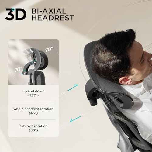 Hbada E3 Air - Silla de oficina ergonómica grande y alta, con soporte lumbar dinámico de 3 zonas, reposacabezas ajustable 3D, reposabrazos ajustables 3D, giratorio, negro (sin reposapiés)