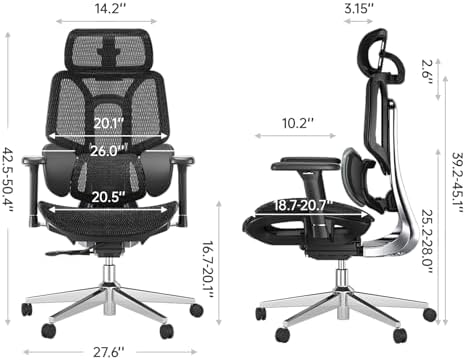 Hbada E3 Air Ergonomic Office Chair  Big and Tall Office Chair   with 3 Zone Dynamic Lumbar Support  3D Adjustable Headrest  3D Adjustable Armrests  Swivel  Black No Footrest 