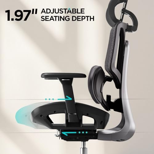 Hbada E3 Air Ergonomic Office Chair  Big and Tall Office Chair   with 3 Zone Dynamic Lumbar Support  3D Adjustable Headrest  3D Adjustable Armrests  Swivel  Black No Footrest 