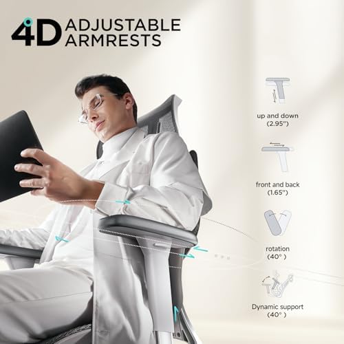 Hbada E3 Air Ergonomic Office Chair  Big and Tall Office Chair   with 3 Zone Dynamic Lumbar Support  3D Adjustable Headrest  3D Adjustable Armrests  Swivel  Black No Footrest 