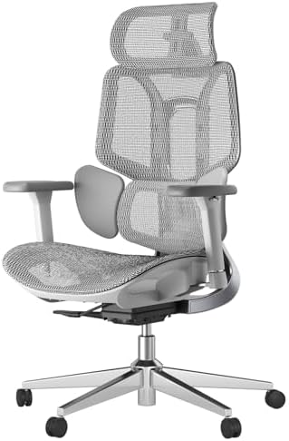 Hbada E3 Air Ergonomic Office Chair  Big and Tall Office Chair   with 3 Zone Dynamic Lumbar Support  3D Adjustable Headrest  3D Adjustable Armrests  Swivel  Grey No Footrest