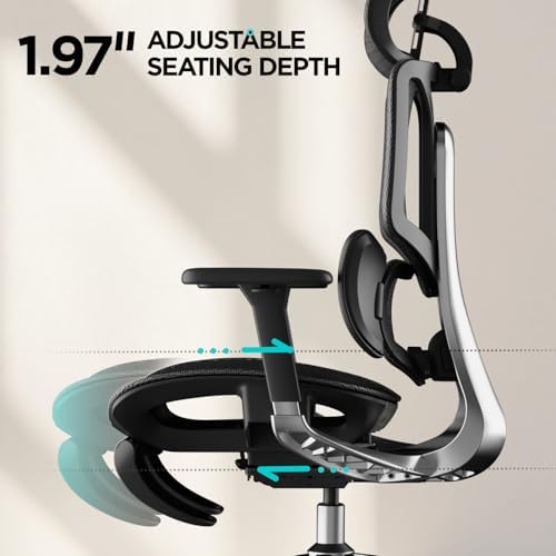 Hbada E3 Air Ergonomic Office Chair  Big and Tall Office Chair   with 3 Zone Dynamic Lumbar Support  3D Adjustable Headrest  3D Adjustable Armrests  Swivel  Grey No Footrest