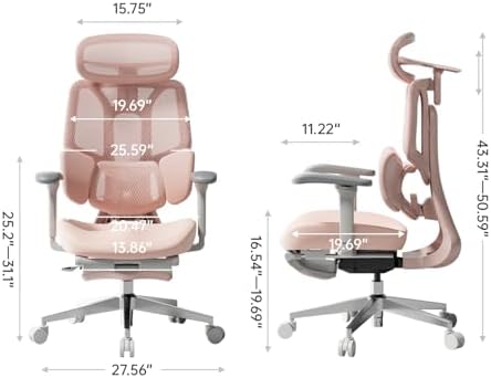 Hbada E3 Air Ergonomic Office Chair  Big and Tall Office Chair   with 3 Zone Dynamic Lumbar Support  3D Adjustable Headrest  3D Adjustable Armrests  Swivel  Grey No Footrest