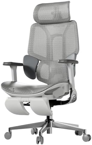 Hbada E3 Air Ergonomic Office Chair  Big and Tall Office Chair   with 3 Zone Dynamic Lumbar Support  3D Adjustable Headrest  3D Adjustable Armrests  Swivel  Grey No Footrest