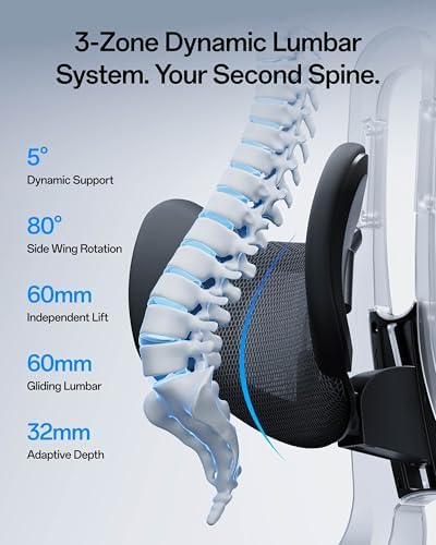 Hbada E3 Pro 2026 Edition Ergonomic Office Chair  Mesh Desk Chair with 3 Zone Floating Lumbar Support  Upgraded 4D Headrest  720  Armrests  Black with Footrest