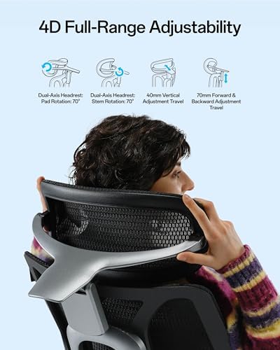 Hbada E3 Pro 2026 Edition Ergonomic Office Chair  Mesh Desk Chair with 3 Zone Floating Lumbar Support  Upgraded 4D Headrest  720  Armrests  Black with Footrest