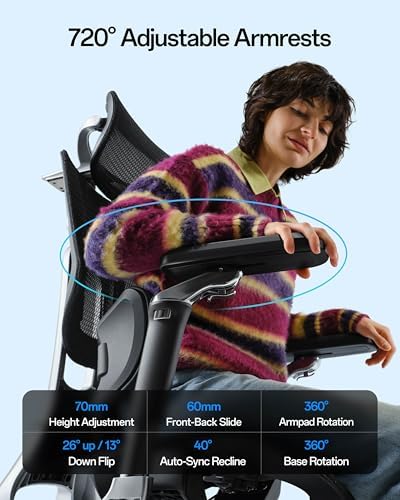 Hbada E3 Pro 2026 Edition Ergonomic Office Chair  Mesh Desk Chair with 3 Zone Floating Lumbar Support  Upgraded 4D Headrest  720  Armrests  Black with Footrest