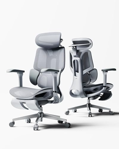 Hbada E3 Pro 2026 Edition Ergonomic Office Chair  Mesh Desk Chair with 3 Zone Floating Lumbar Support  Upgraded 4D Headrest  720  Armrests  Black with Footrest