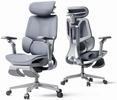 Hbada E3 Pro 2026 Edition Ergonomic Office Chair  Mesh Desk Chair with 3 Zone Floating Lumbar Support  Upgraded 4D Headrest  720  Armrests  Black with Footrest