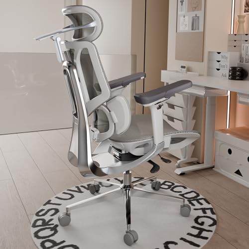 Hbada E3 Pro Ergonomic Office Chair  Big and Tall Office Chair   with 3 Zone Dynamic Lumbar Support  4D Adjustable Headrest  6D Adjustable Armrests  Swivel  Grey