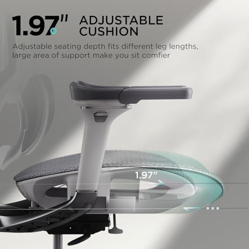 Hbada E3 Pro Ergonomic Office Chair  Big and Tall Office Chair   with 3 Zone Dynamic Lumbar Support  4D Adjustable Headrest  6D Adjustable Armrests  Swivel  Grey