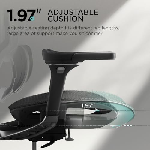 Hbada E3 Pro Ergonomic Office Chair  Big and Tall Office Chair   with 3 Zone Dynamic Lumbar Support  4D Adjustable Headrest  6D Adjustable Armrests  Swivel  Grey