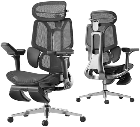 Hbada E3 Pro Ergonomic Office Chair  Big and Tall Office Chair   with 3 Zone Dynamic Lumbar Support  4D Adjustable Headrest  6D Adjustable Armrests  Swivel  Grey
