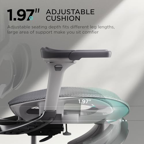 Hbada E3 Pro Ergonomic Office Chair  Big and Tall Office Chair   with 3 Zone Dynamic Lumbar Support  4D Adjustable Headrest  6D Adjustable Armrests  Swivel  Grey