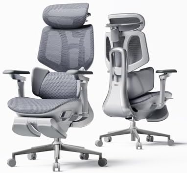 Hbada X7 Smart Ergonomic Chair  Office Chair  with Fully Automated Lumbar Tracking  4D Adjustable Headrest  720  Adjustable Armrests  Ventilated Seat Cushion  Swivel  Grey