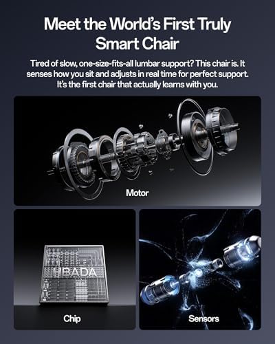 Hbada X7 Smart Ergonomic Chair  Office Chair  with Fully Automated Lumbar Tracking  4D Adjustable Headrest  720  Adjustable Armrests  Ventilated Seat Cushion  Swivel  Grey