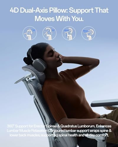 Hbada X7 Smart Ergonomic Chair  Office Chair  with Fully Automated Lumbar Tracking  4D Adjustable Headrest  720  Adjustable Armrests  Ventilated Seat Cushion  Swivel  Grey