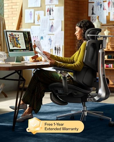 Hbada X7 Smart Ergonomic Chair  Ergonomic Office Chair  Fully Automated Lumbar Tracking  4D Adjustable Headrest  720  Adjustable Armrests  Ventilated Seat Cushion  Black