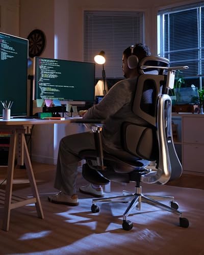 Hbada X7 Smart Ergonomic Chair  Ergonomic Office Chair  Fully Automated Lumbar Tracking  4D Adjustable Headrest  720  Adjustable Armrests  Ventilated Seat Cushion  Black