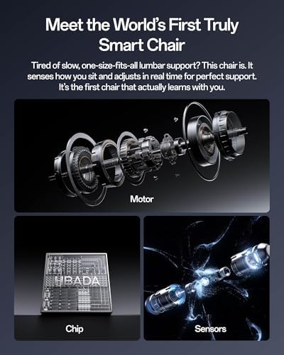 Hbada X7 Smart Ergonomic Chair  Ergonomic Office Chair  Fully Automated Lumbar Tracking  4D Adjustable Headrest  720  Adjustable Armrests  Ventilated Seat Cushion  Black