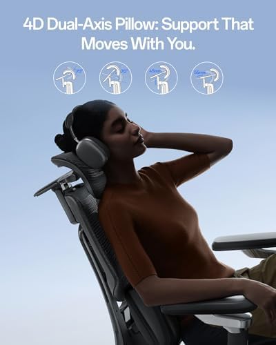 Hbada X7 Smart Ergonomic Chair  Ergonomic Office Chair  Fully Automated Lumbar Tracking  4D Adjustable Headrest  720  Adjustable Armrests  Ventilated Seat Cushion  Black