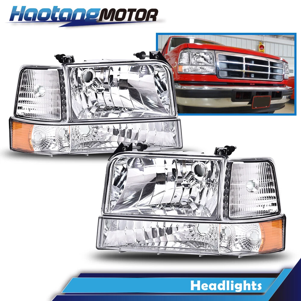 Headlights Corner Signal Bumper Lamps Fit For 92 96 Ford F150 F250 F350 Bronco