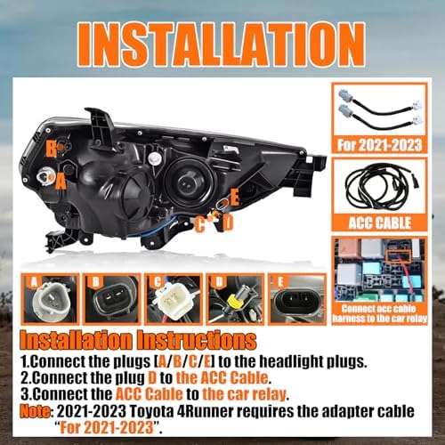 Headlights for Toyota 4Runner 2014 2023 Headlight Assembly Compatible with 4Runner TRD/SR5/Sport/Off Road/Limited/Nightshade/Passenger & Driver Side Head Lamp  1 Pair