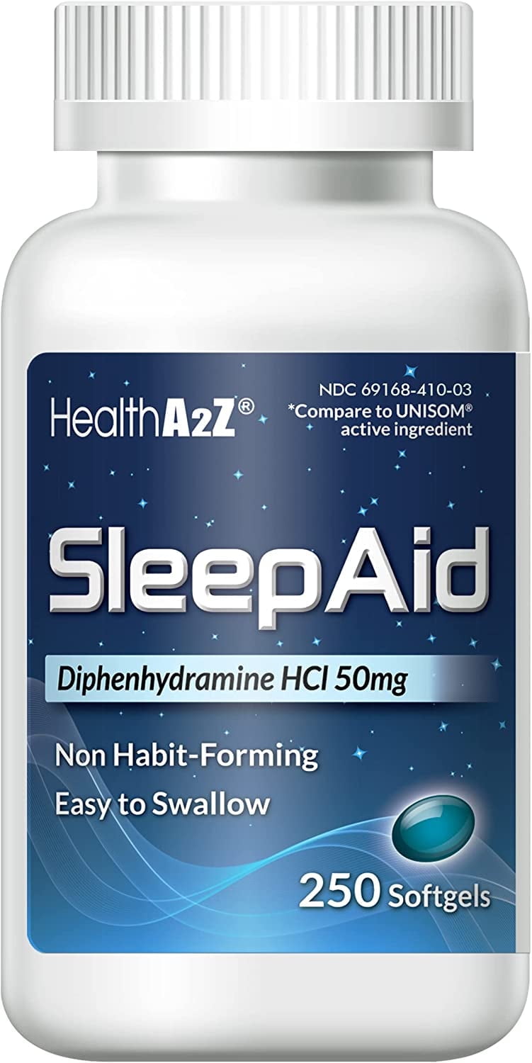 HealthA2Z Sleep Aid  Diphenhydramine Softgels  50mg  Supports Deeper  Restful Sleeping  Non Habit Forming