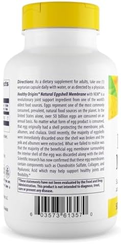 Healthy Origins Eggshell Membrane 500 mg  NEM  Non GMO  Gluten Free  Joint Support   30 Veggie Caps