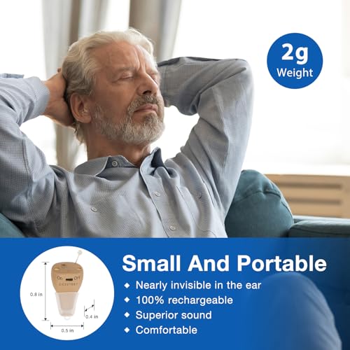 Hearing Aids for Seniors  Completely in Canal  CIC  Hearing Aids for Adults Rechargeable OTC Digital Hearing Aids with Noise Cancelling  Beige 1 Pairs