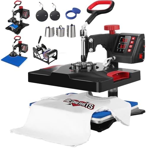 Heat Press Machine 12 x 15 Inch 8 in 1 Heat Press Sublimation Machine 360 Rotation Away Shirt Printing Machine Heating Multifunction Heat Press Transfer Machine for DIY T Shirts Cap Mugs