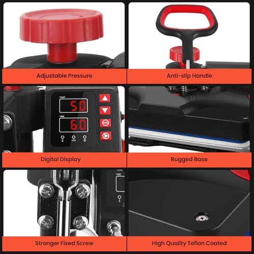 Heat Press Machine 12 x 15 Inch 8 in 1 Heat Press Sublimation Machine 360 Rotation Away Shirt Printing Machine Heating Multifunction Heat Press Transfer Machine for DIY T Shirts Cap Mugs