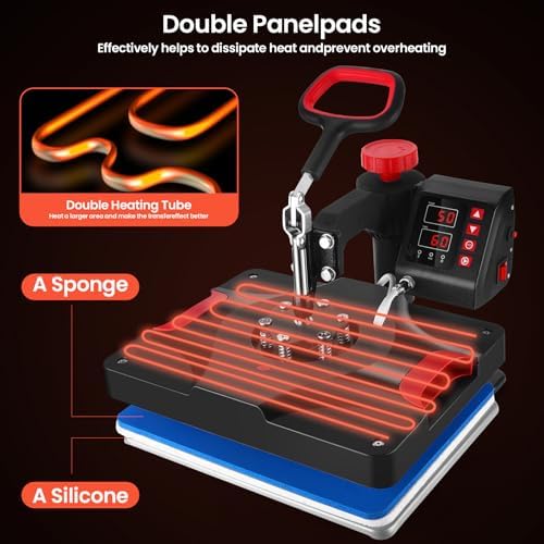 Heat Press Machine 12 x 15 Inch 8 in 1 Heat Press Sublimation Machine 360 Rotation Away Shirt Printing Machine Heating Multifunction Heat Press Transfer Machine for DIY T Shirts Cap Mugs