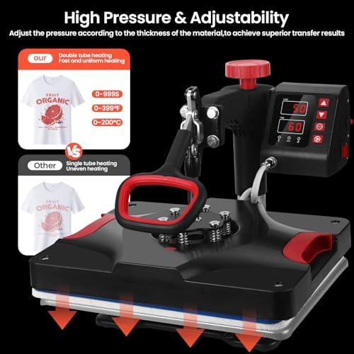 Heat Press Machine 12 x 15 Inch 8 in 1 Heat Press Sublimation Machine 360 Rotation Away Shirt Printing Machine Heating Multifunction Heat Press Transfer Machine for DIY T Shirts Cap Mugs